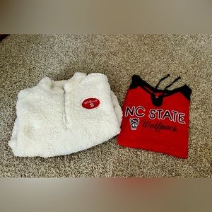 NC State long sleeve tee and sherpa. Never worn.